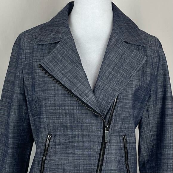 Liz Claiborne Navy White Woven Print Office Career Jacket NWOT Size S - Picture 3 of 11